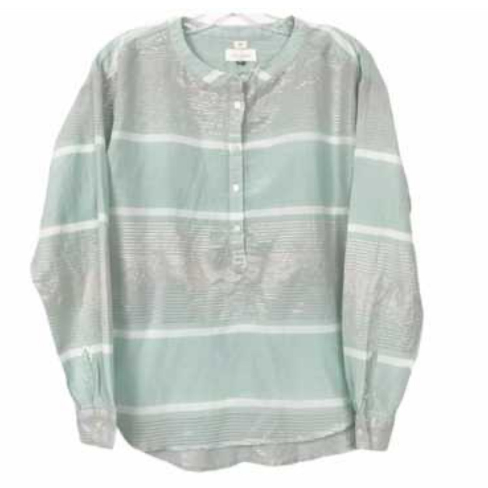Ann Taylor LOFT The Softened Shirt  Popover henley- Large - Picture 2 of 9